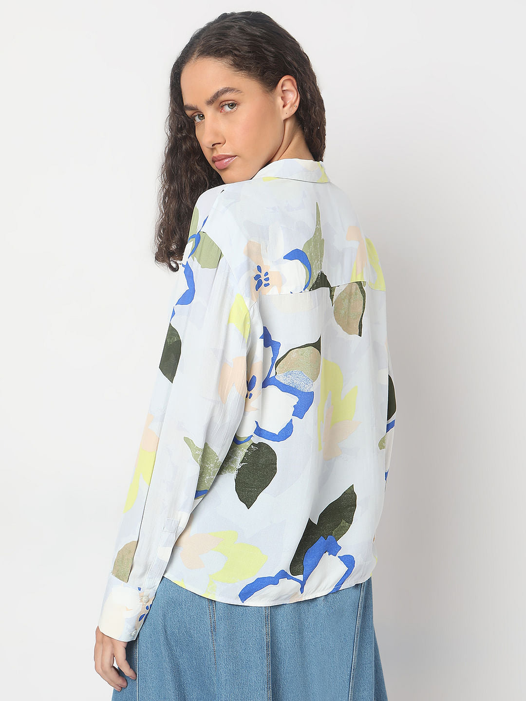 Pastel Blue Abstract Print Shirt