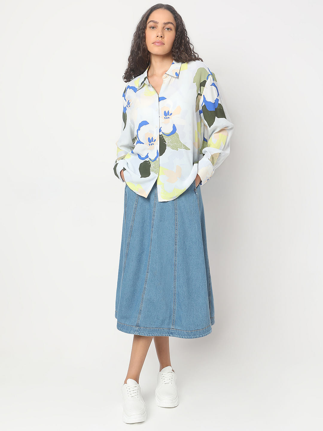 Pastel Blue Abstract Print Shirt
