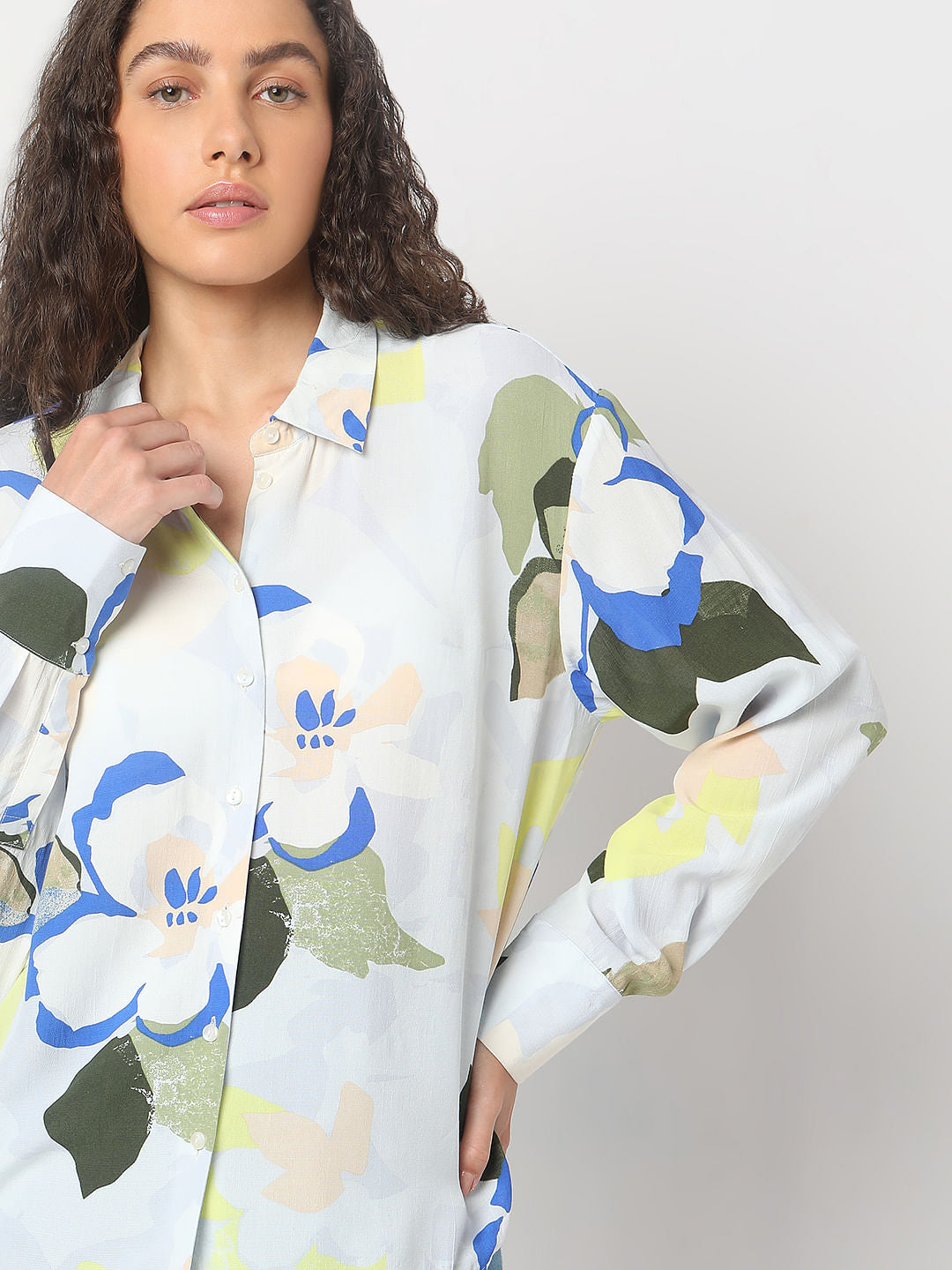 Pastel Blue Abstract Print Shirt