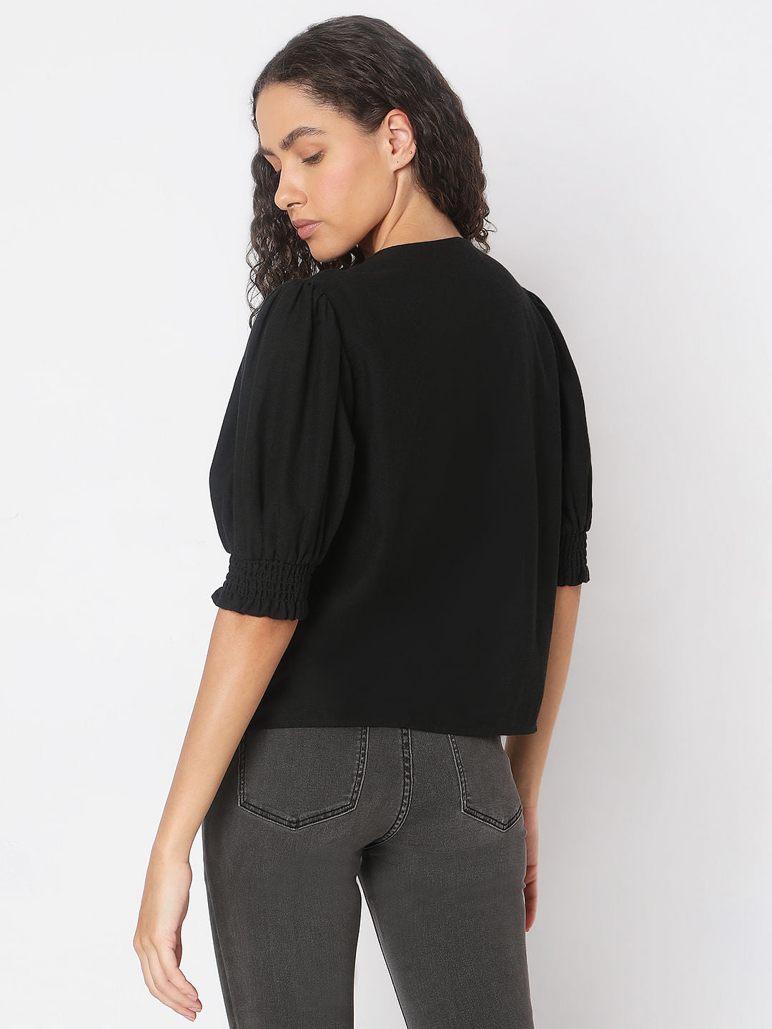 Black Round Neck Top