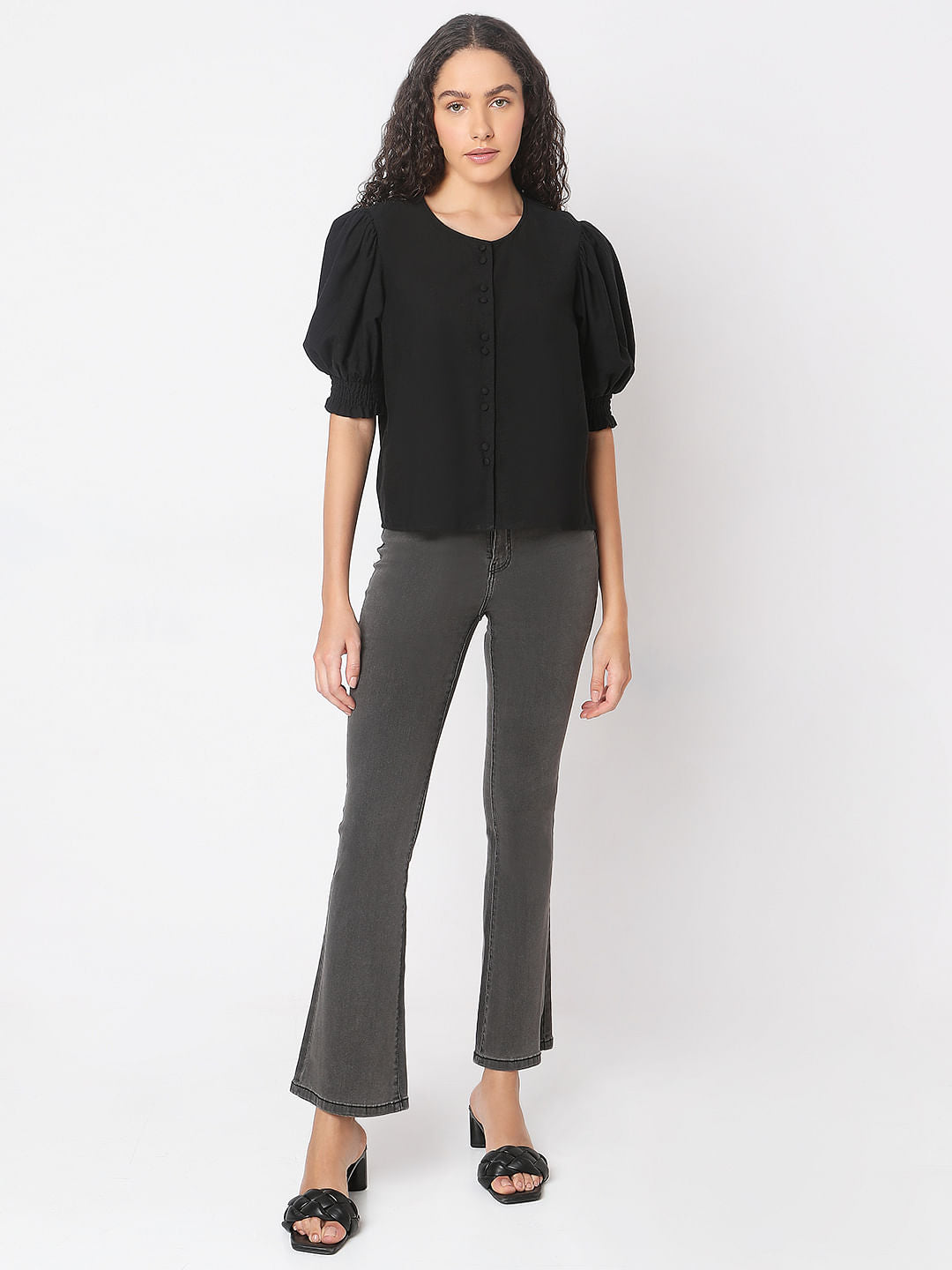 Black Round Neck Top