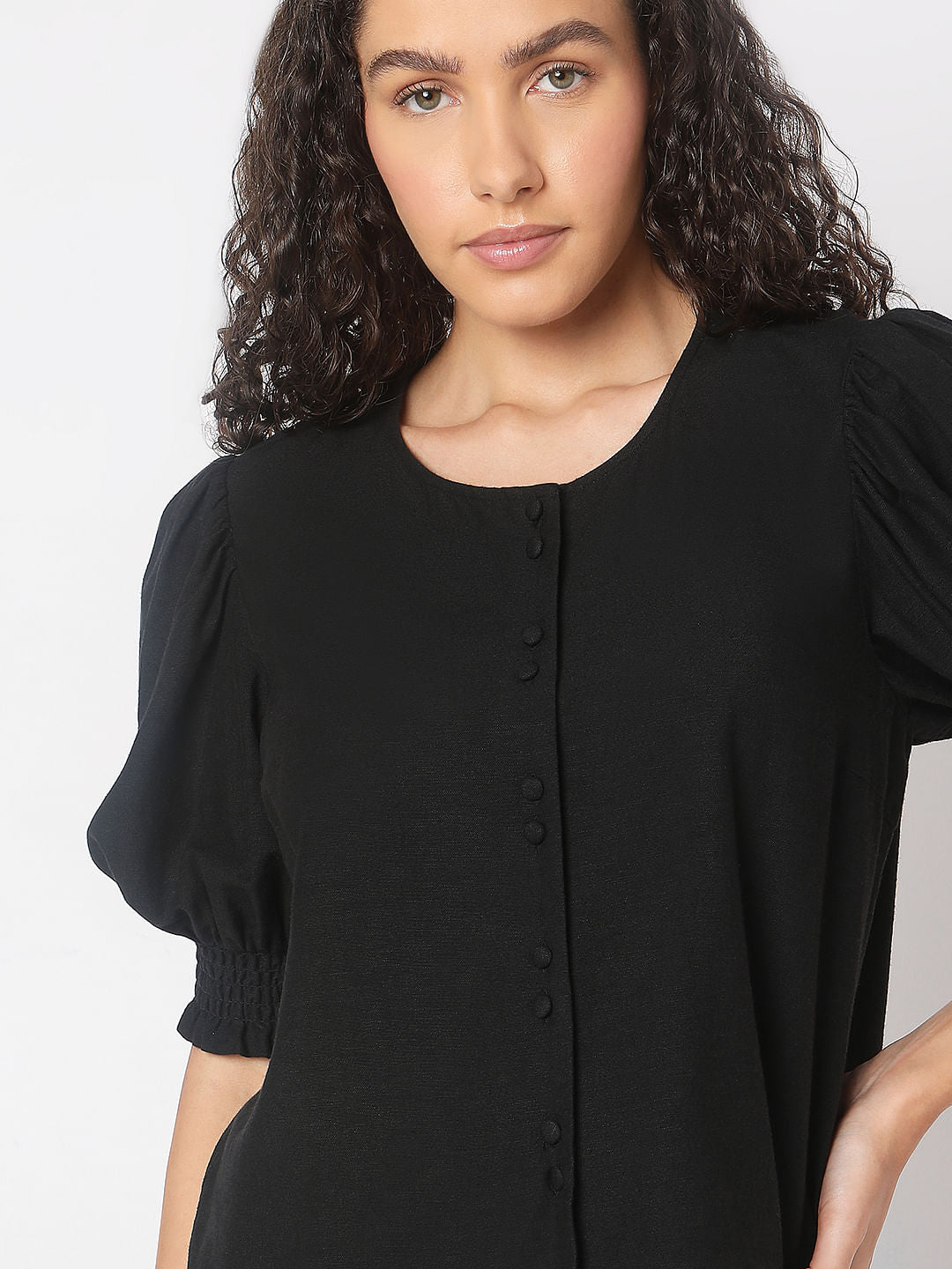 Black Round Neck Top