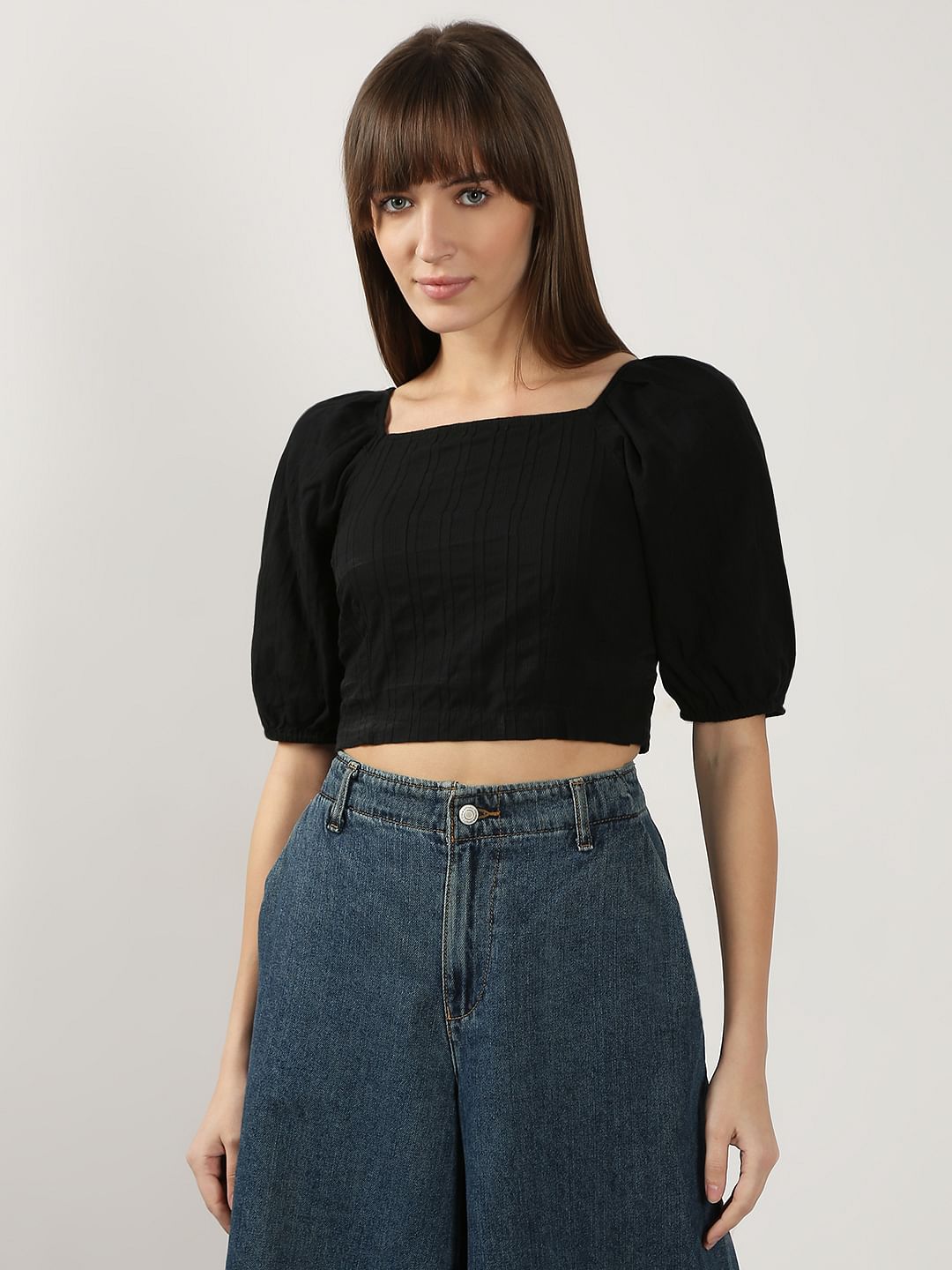 Black Fitted Crop Top