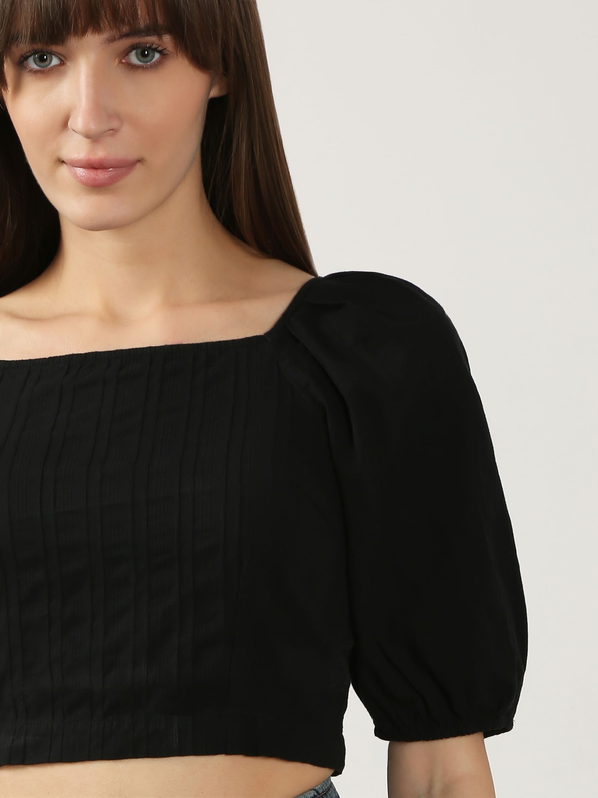 Black Fitted Crop Top