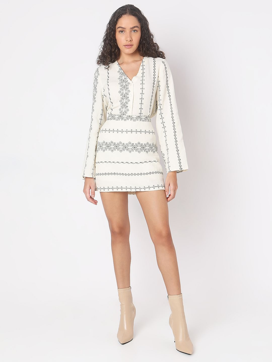 Off-White Printed Co-Ord Set Skirt