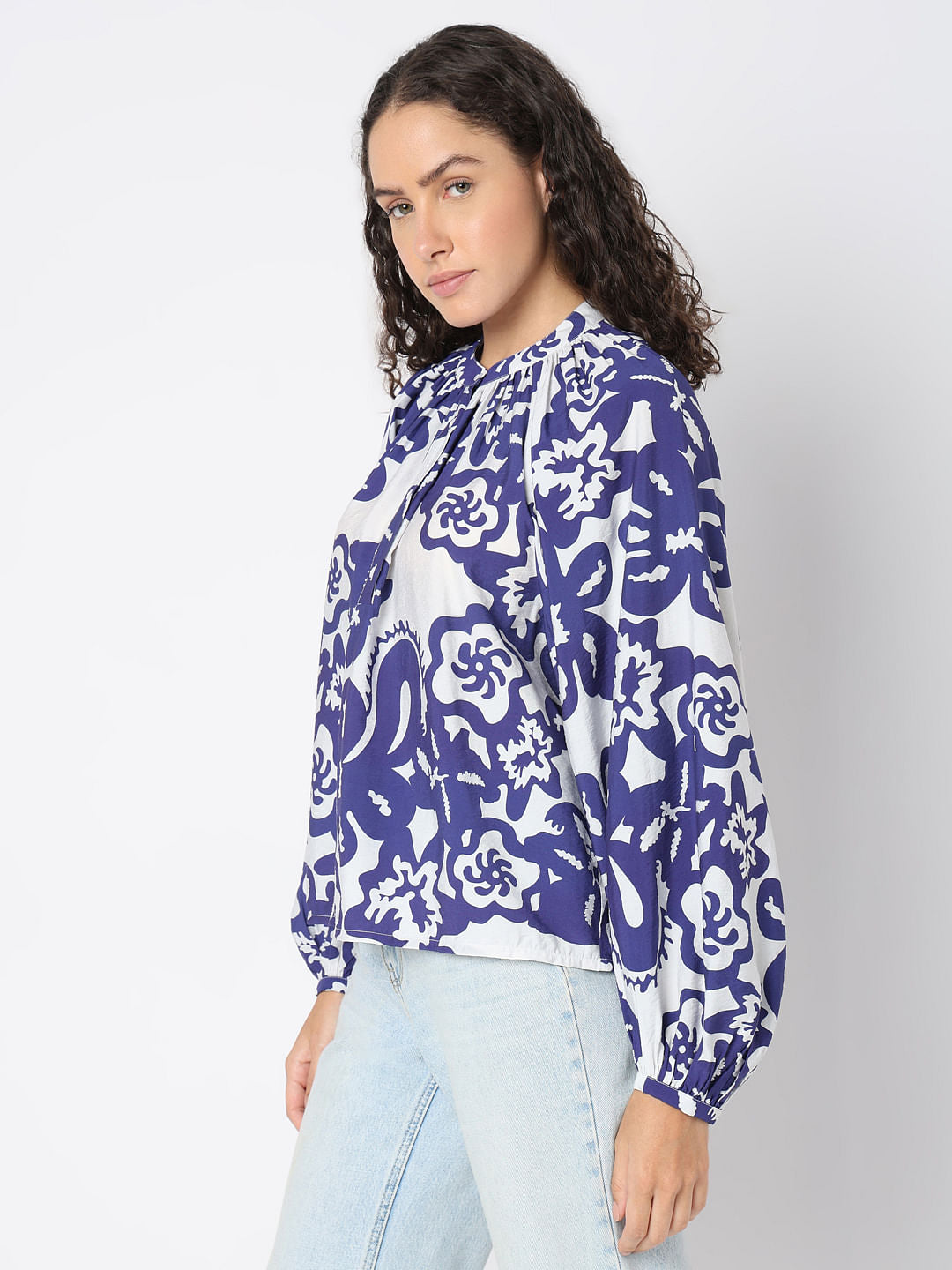 Navy Blue Printed Top