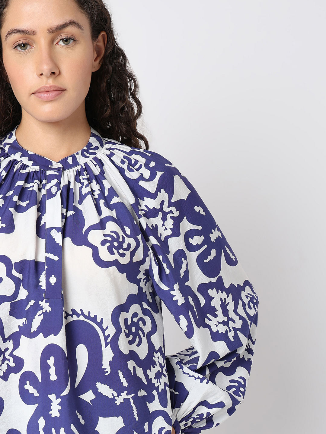 Navy Blue Printed Top