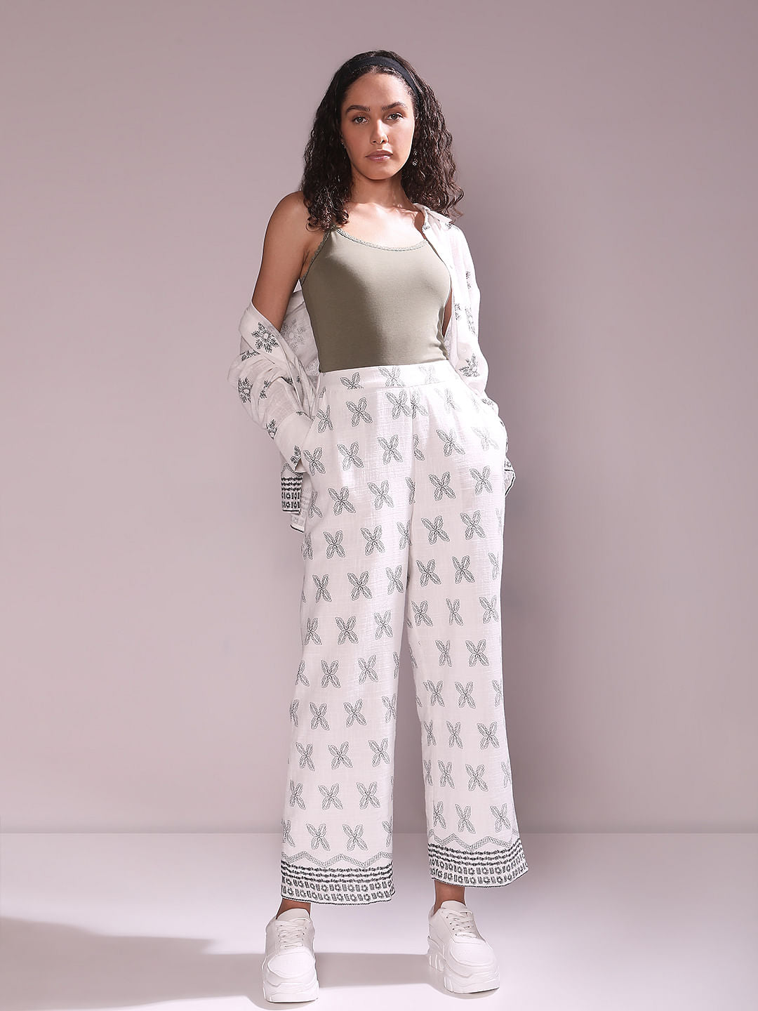 White Linen Wide Leg Pants