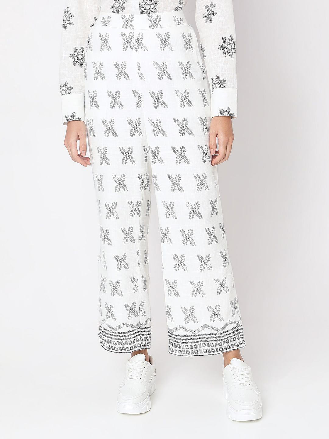 White Linen Wide Leg Pants