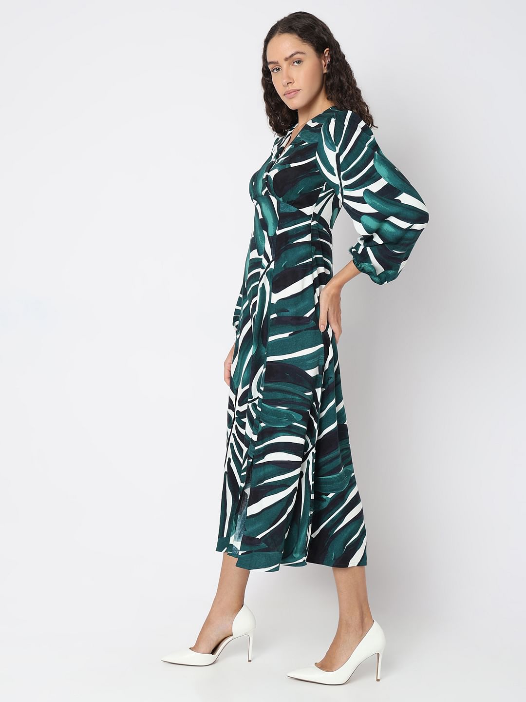 Green Abstract Print Dress