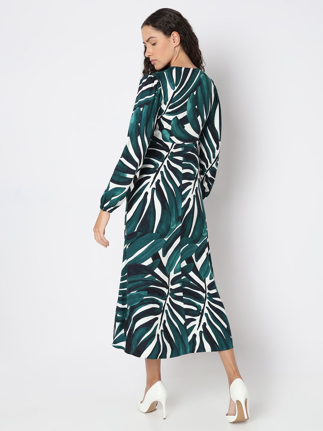 Green Abstract Print Dress