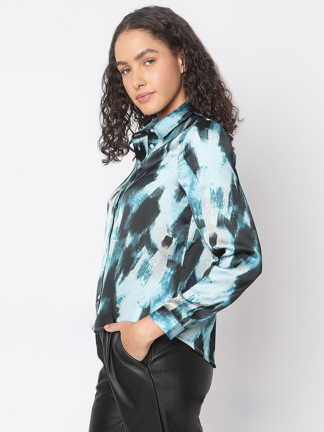 Blue Abstract Print Shirt
