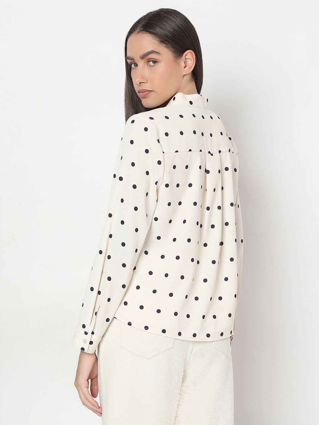 White Polka Dot Top