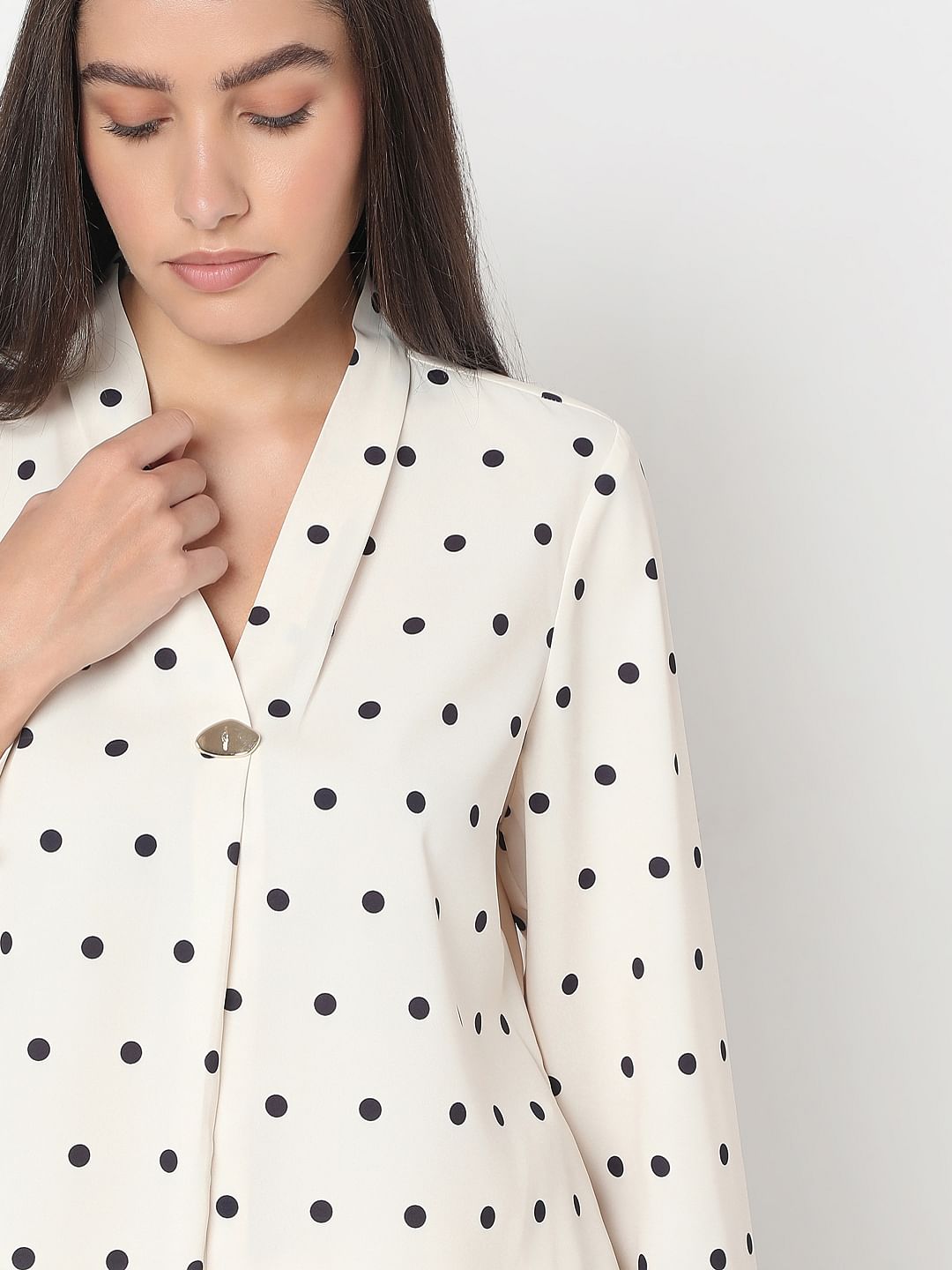 White Polka Dot Top