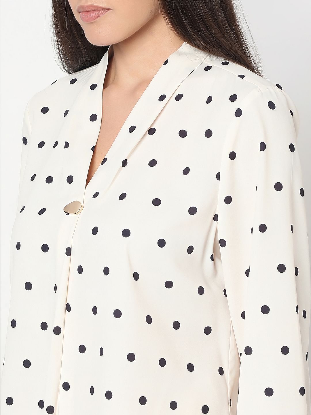 White Polka Dot Top