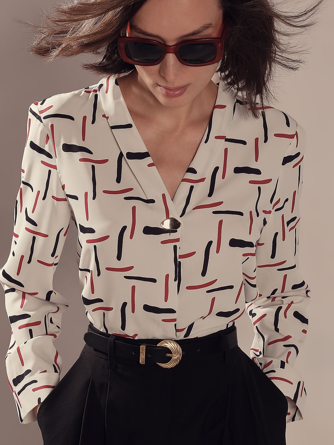 White Printed Top
