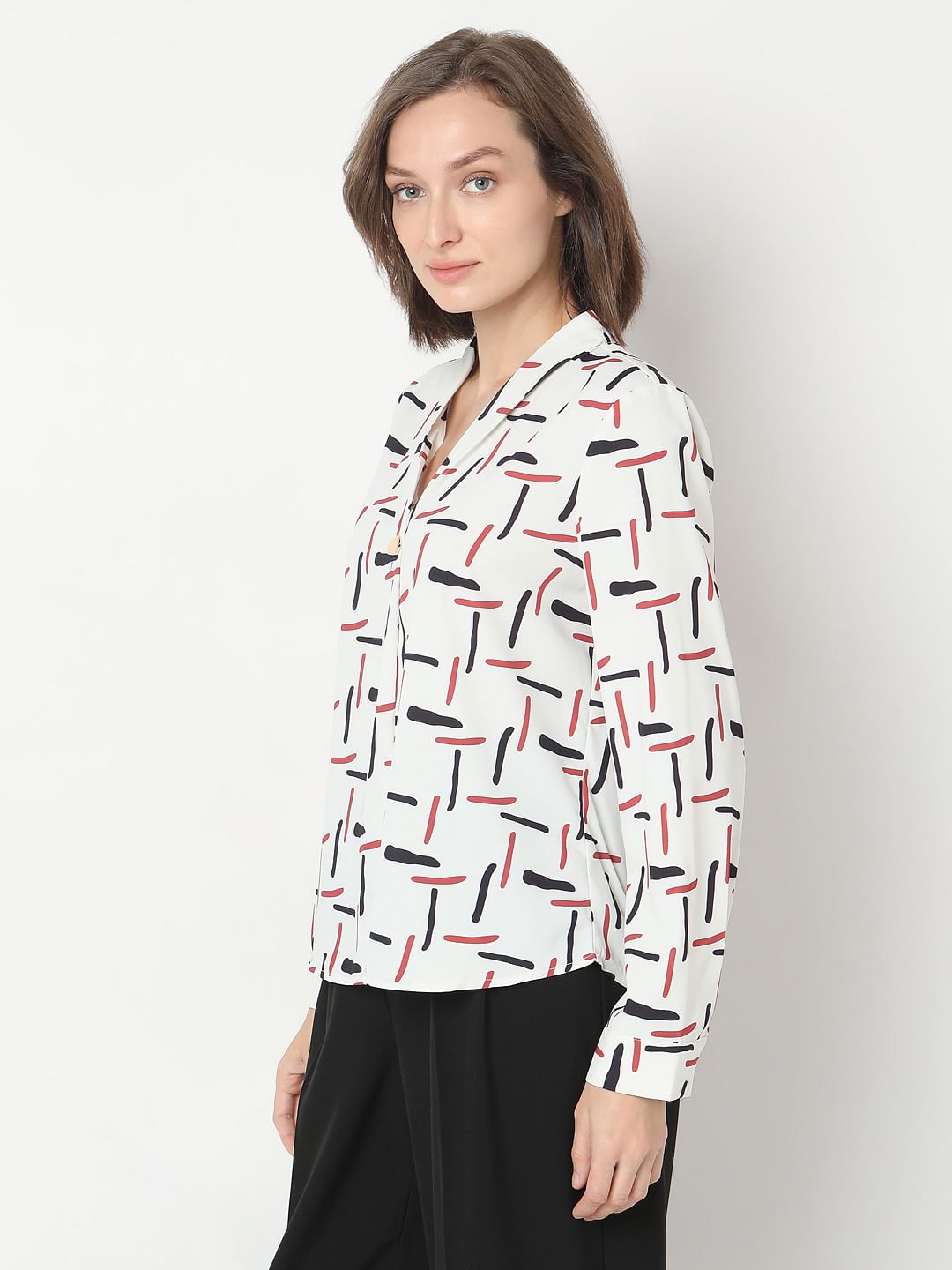 White Printed Top