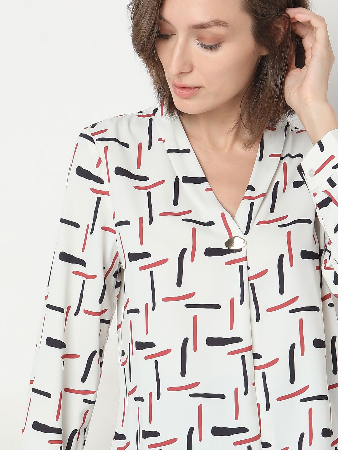 White Printed Top