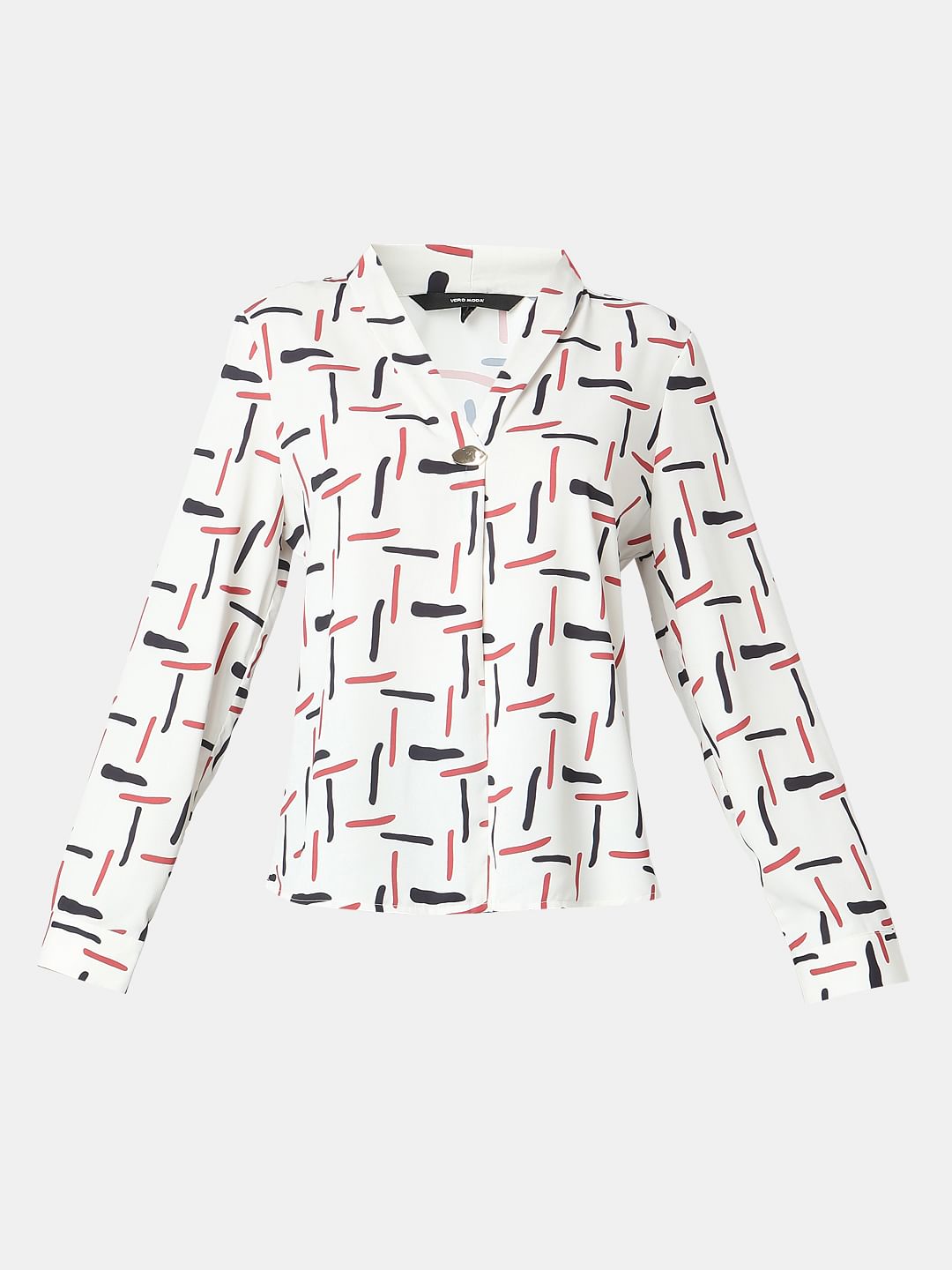 White Printed Top