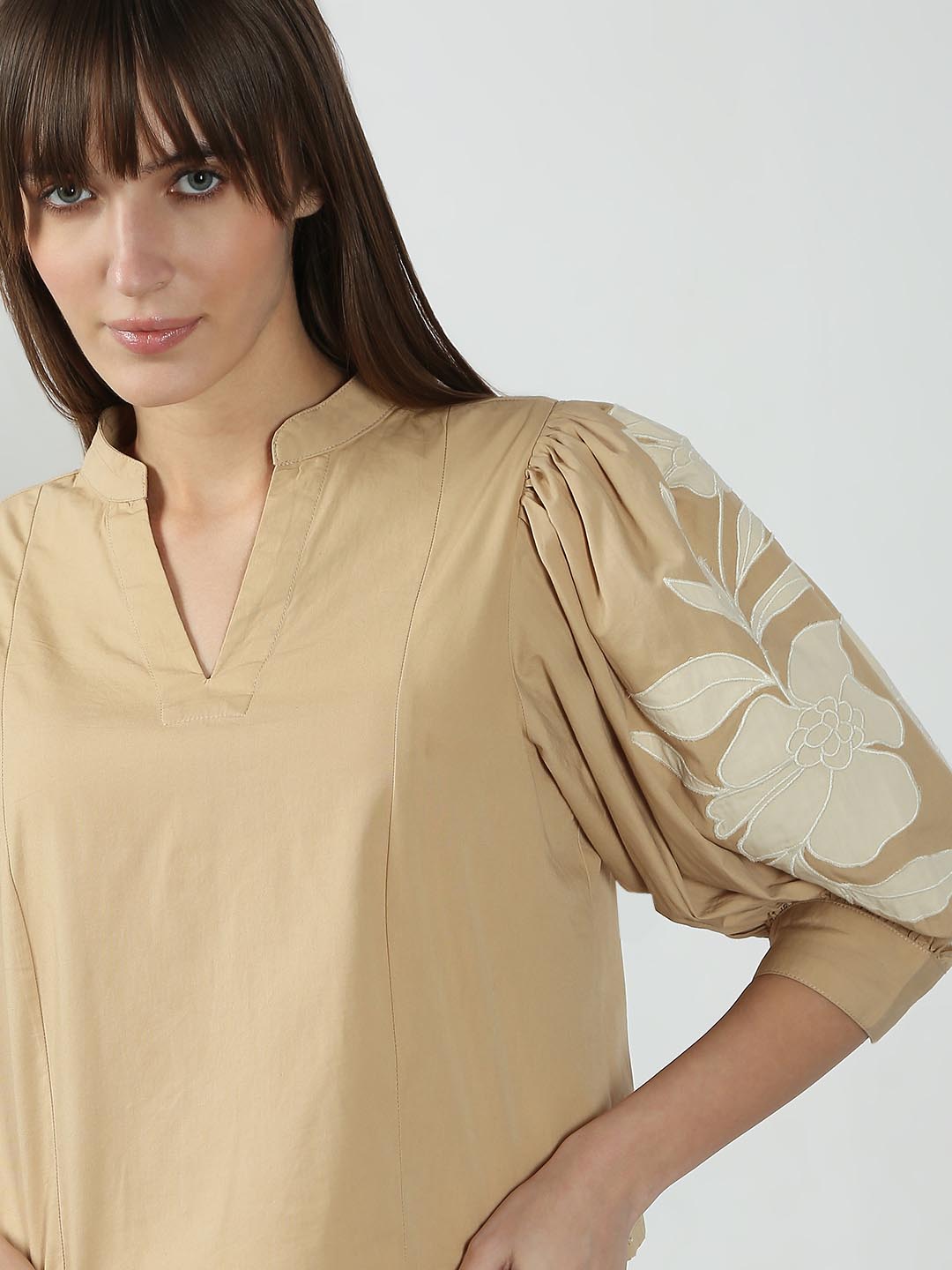 Vero Moda Beige V Neck Cotton Top