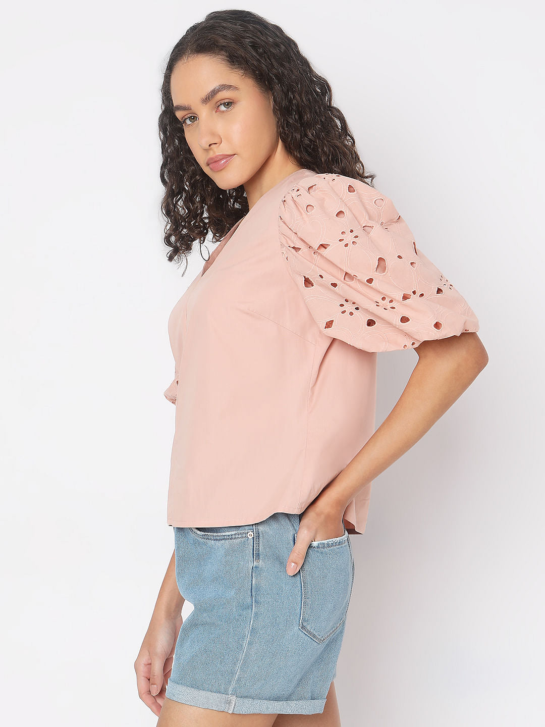 Dusty Pink Schiffli Top
