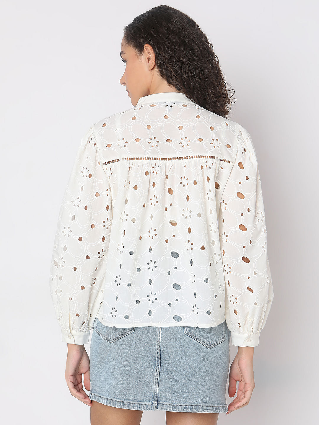 White Schiffli Embroidered Top