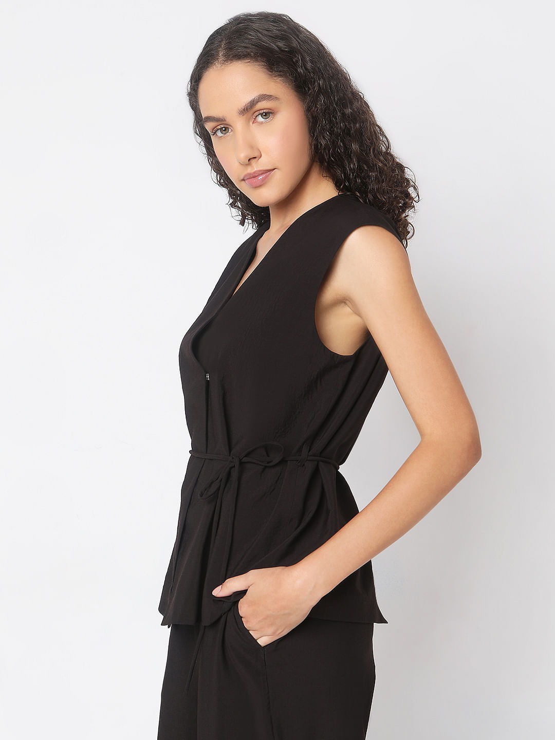 Black Sleeveless Vest Top