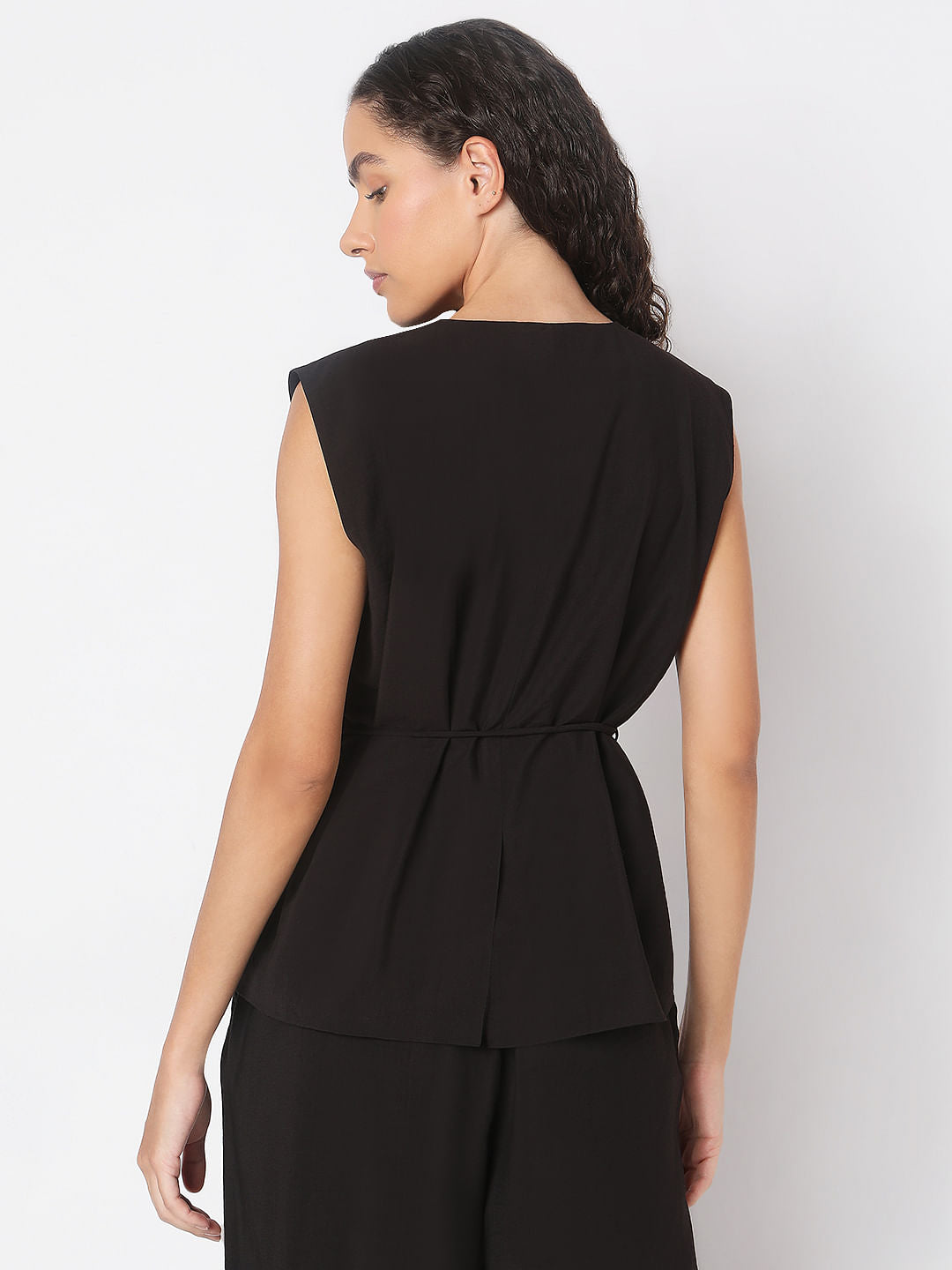 Black Sleeveless Vest Top
