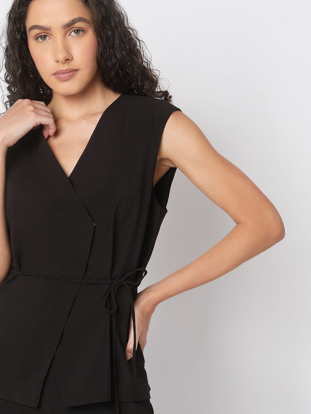 Black Sleeveless Vest Top