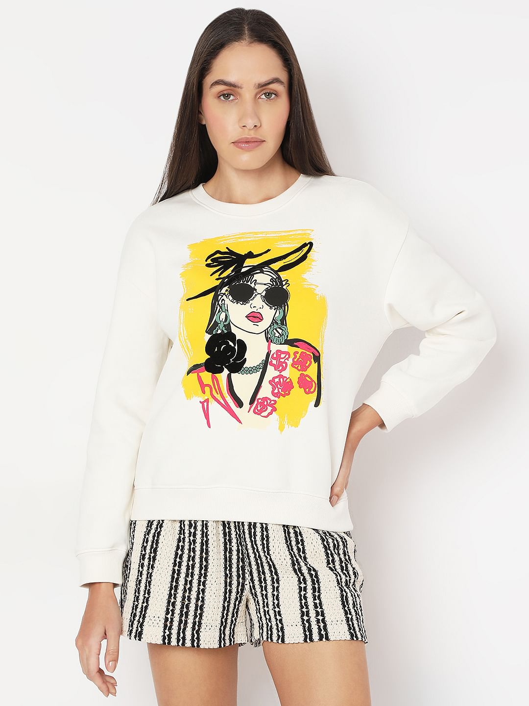 White Printed Sweatshirt