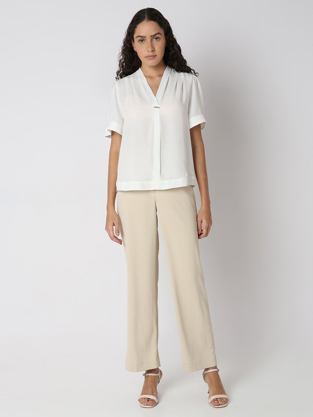 White V-Neck Top