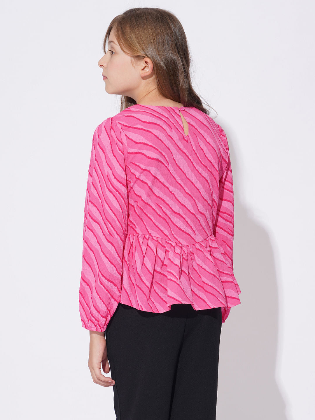 Girls Pink Printed Knit Top