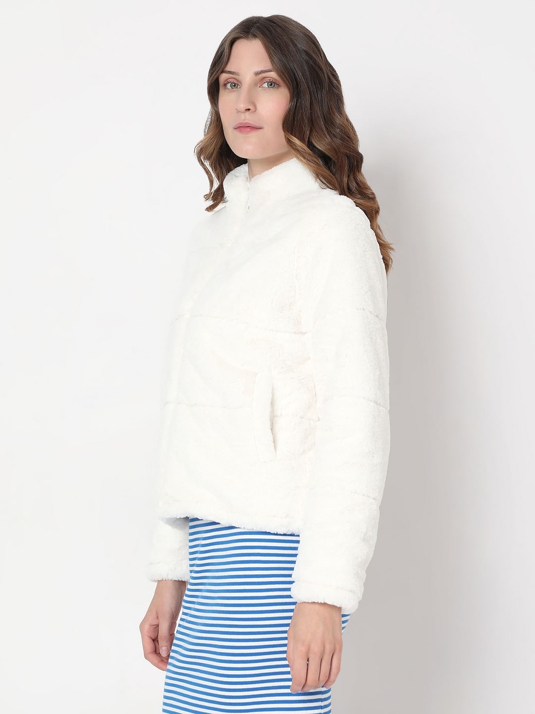 rosemuse eco fur short coat white Off white faux fur short coat