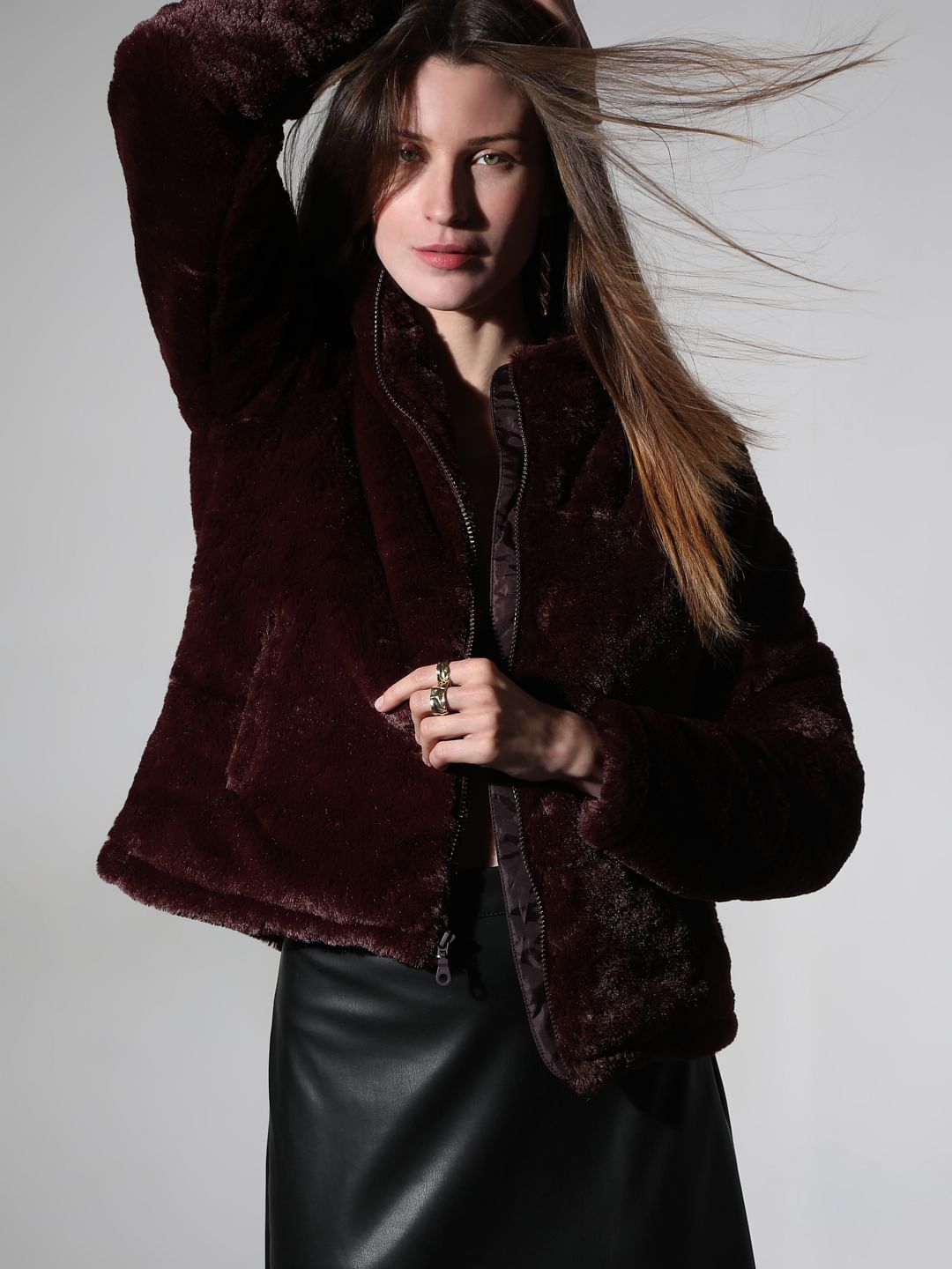 Chocolate Brown Faux Fur Short Jacket