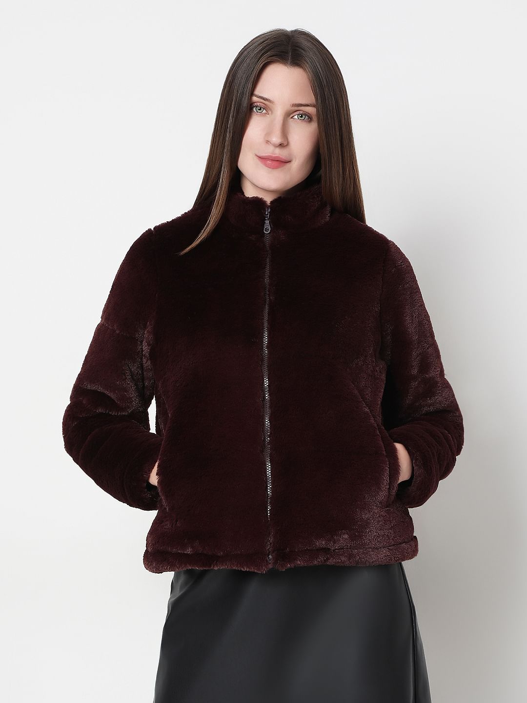 Chocolate Brown Faux Fur Short Jacket