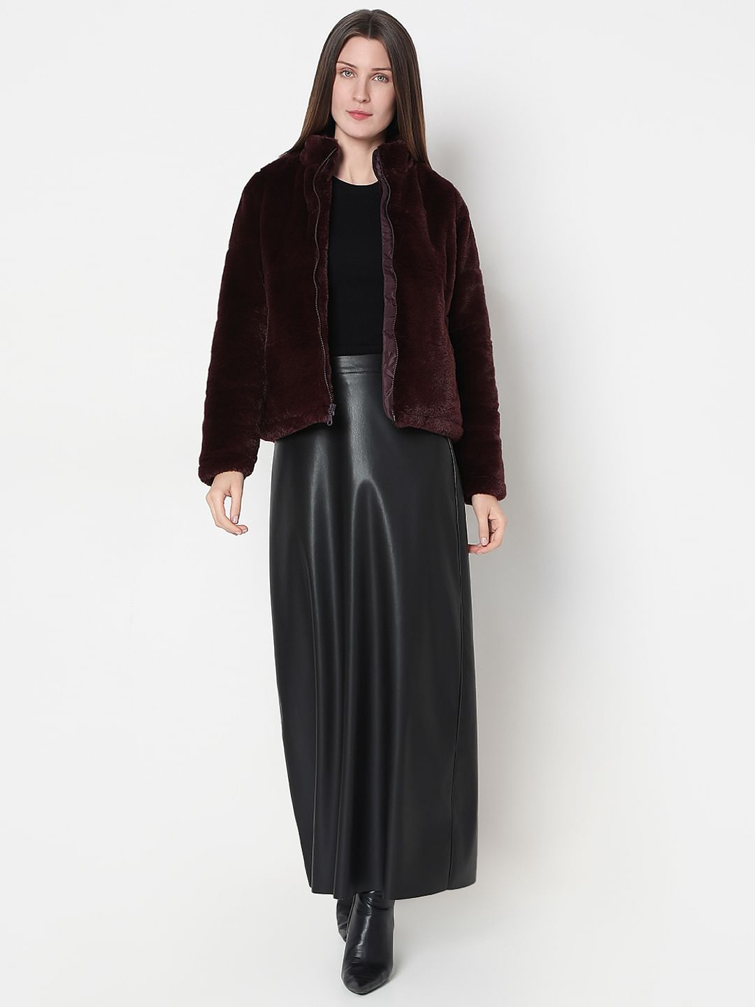 Chocolate Brown Faux Fur Short Jacket