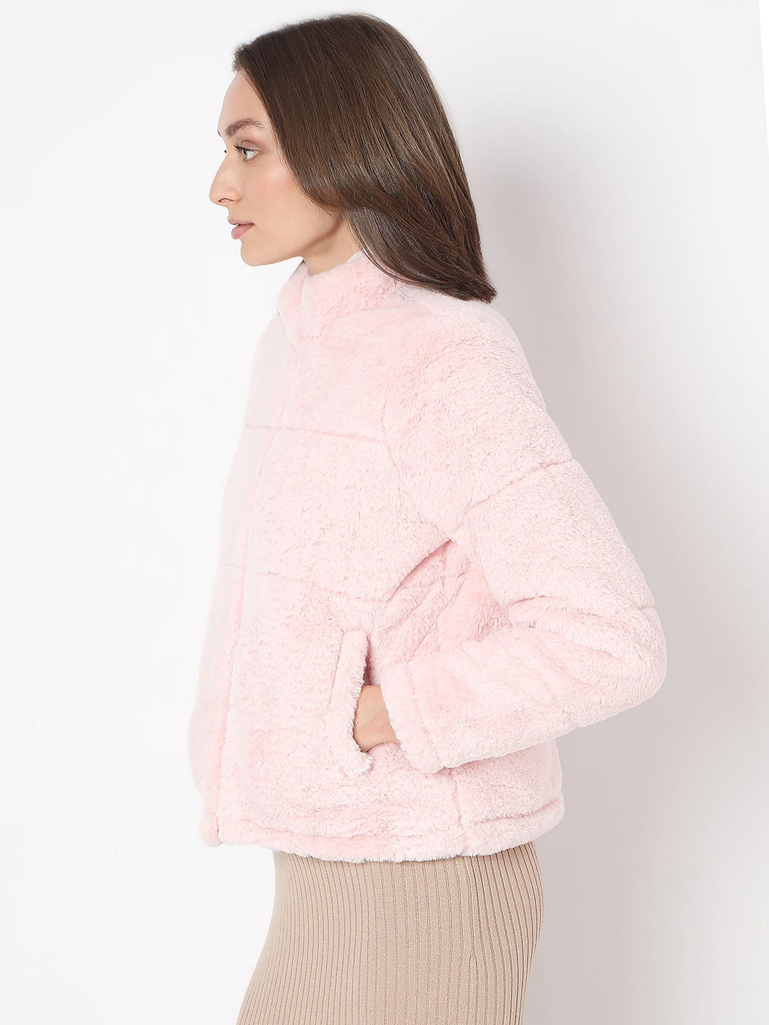 Light Pink Faux Fur Short Jacket