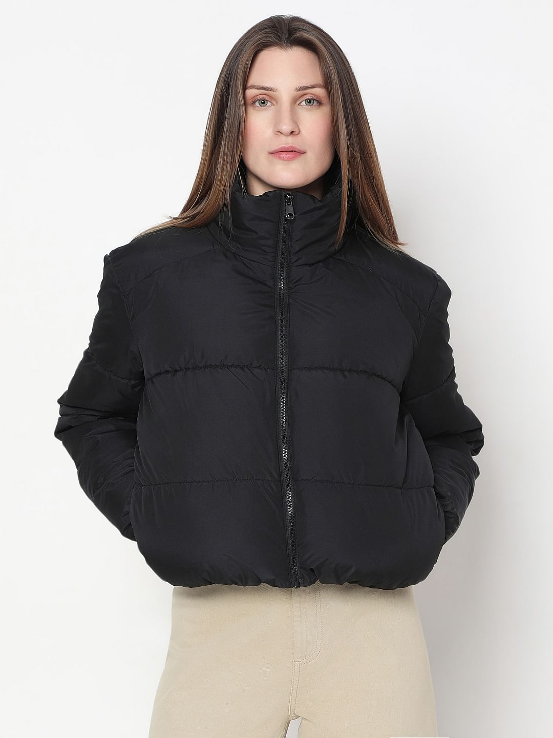 Black High Neck Puffer Jacket
