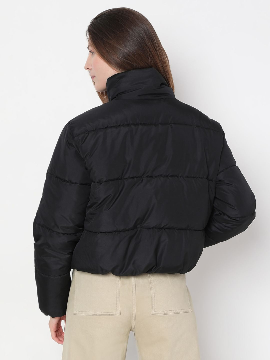 Black High Neck Puffer Jacket