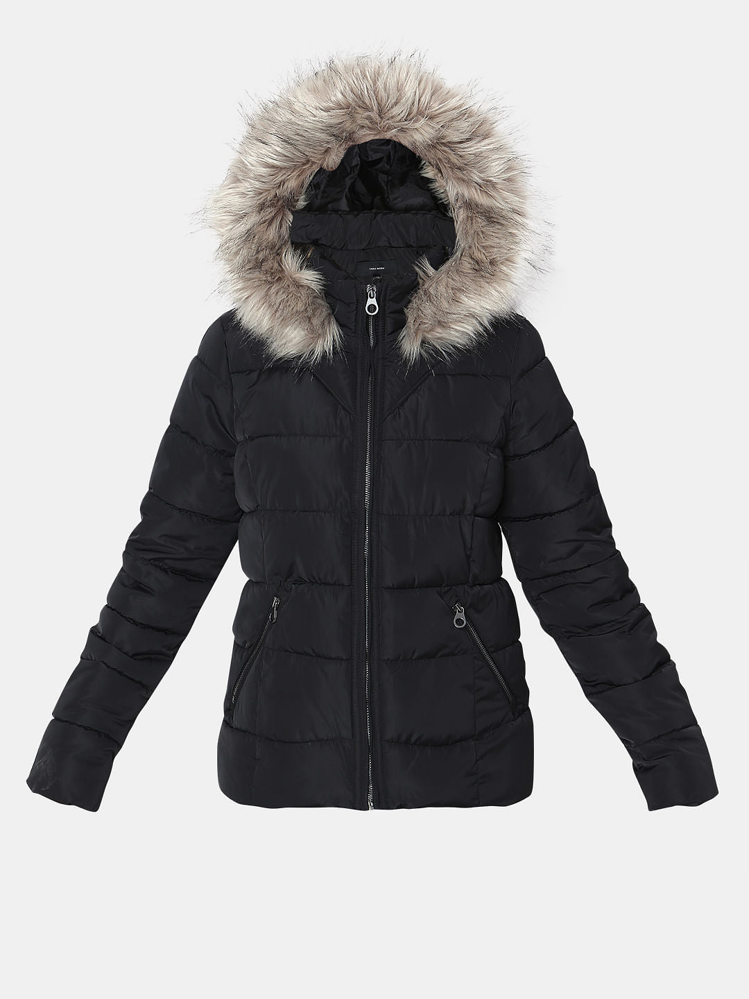 Black Fur Hooded Jacket