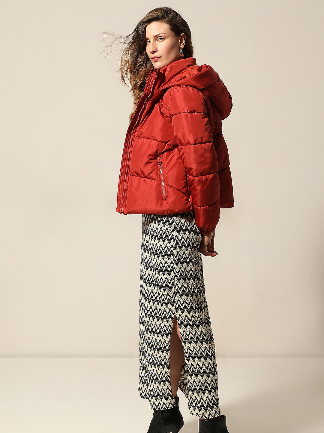 RED HOODED JACKET