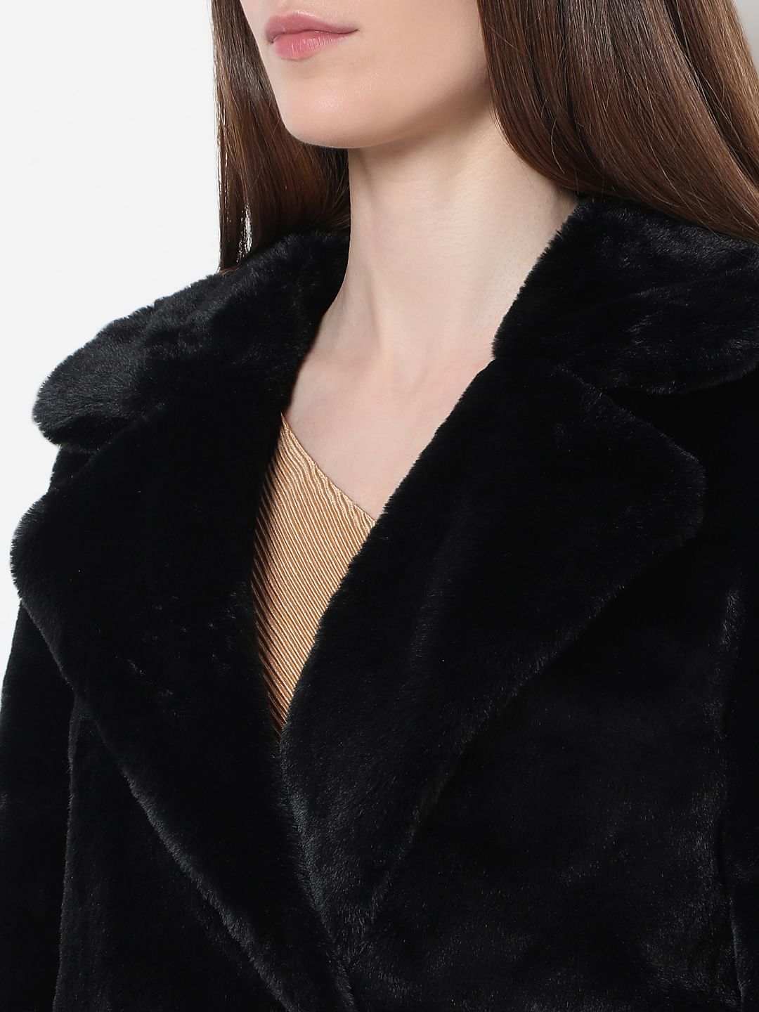 Black Faux Fur Long Coat