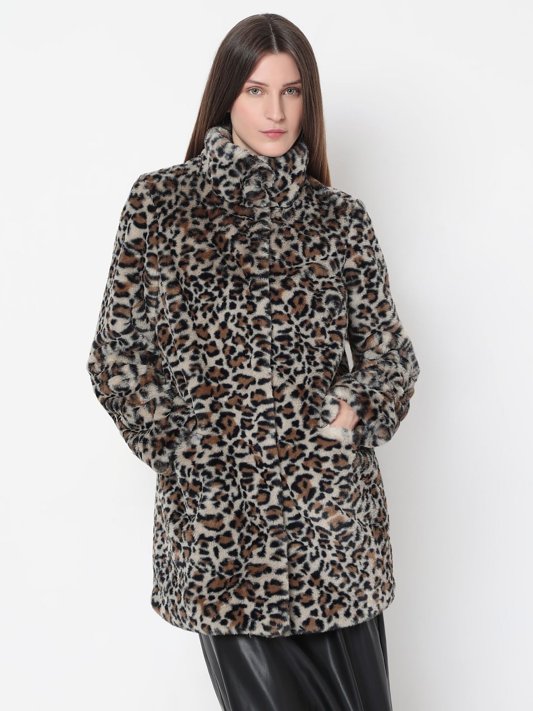 ジャケット・アウター FACETASM 21AW LEOPARD FAUX FUR PEA COAT Buy TOTOD Fashion Mens Leopard Warm Thick Fur Collar Coat Jacket