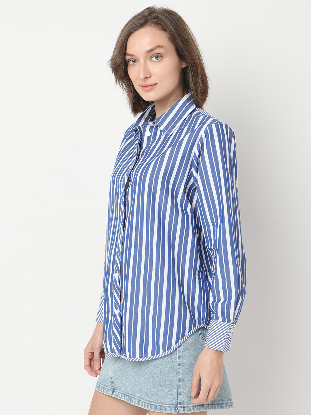 Blue Striped Cotton Shirt