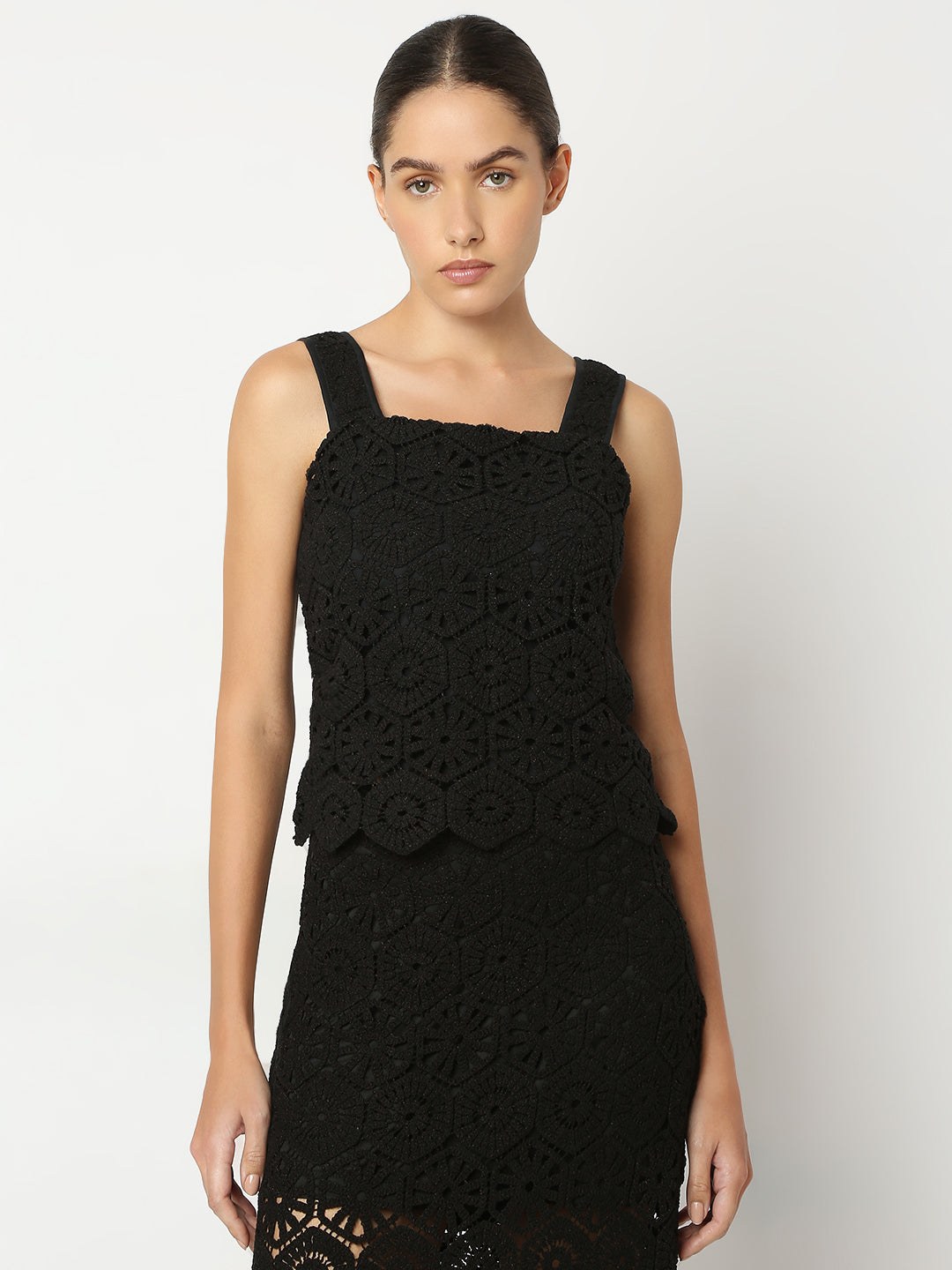 Black Knitted Cotton Top