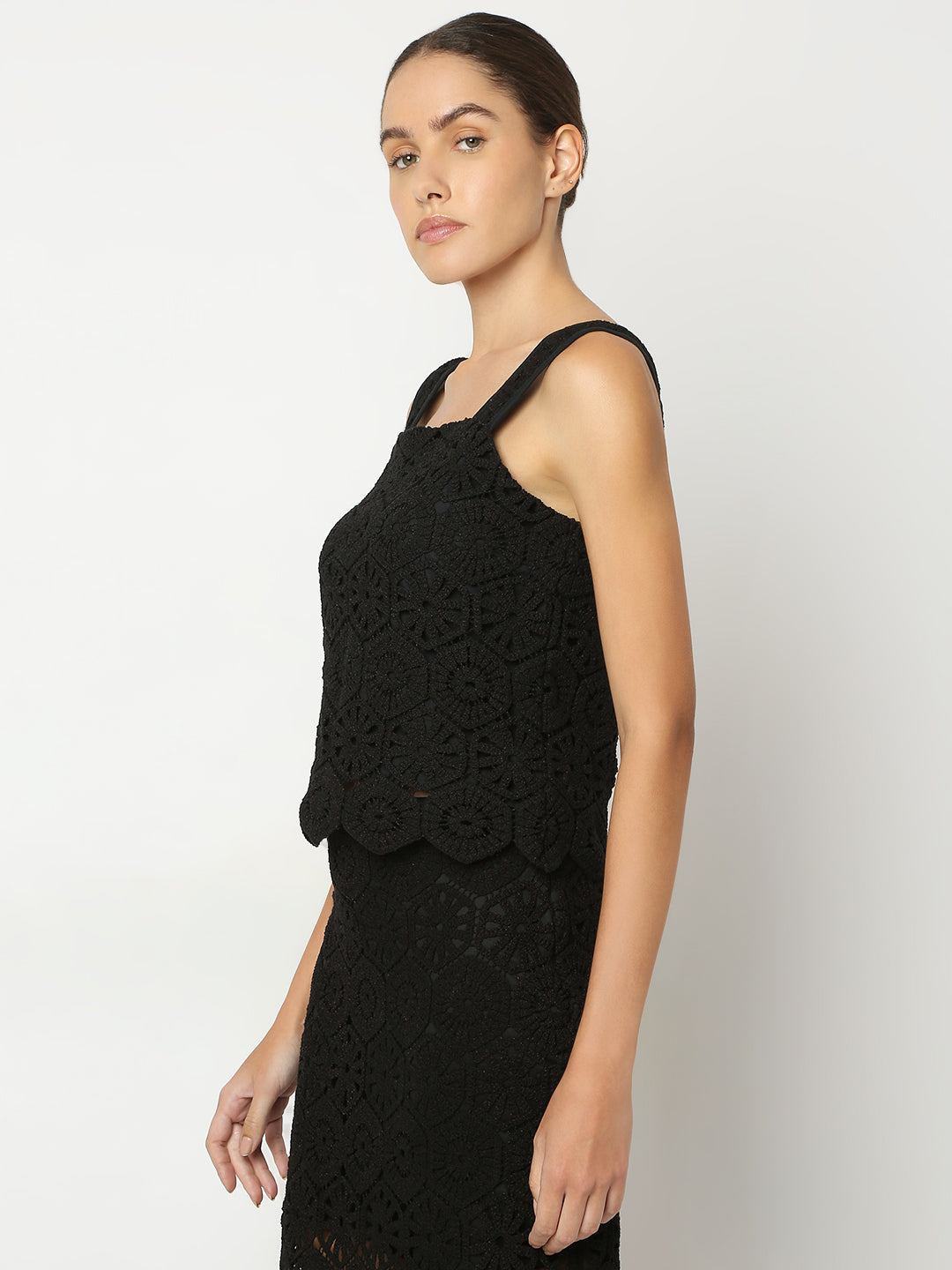 Black Knitted Cotton Top