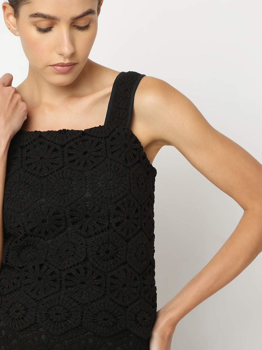 Black Knitted Cotton Top
