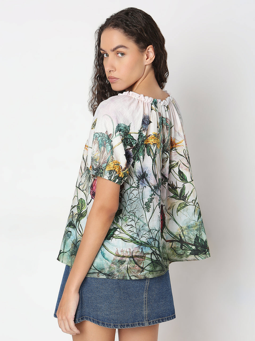 Printed Tie-Up Neck Top