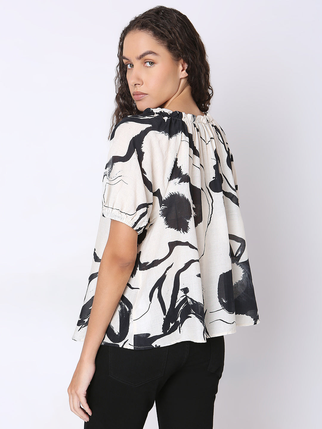 White Printed Top