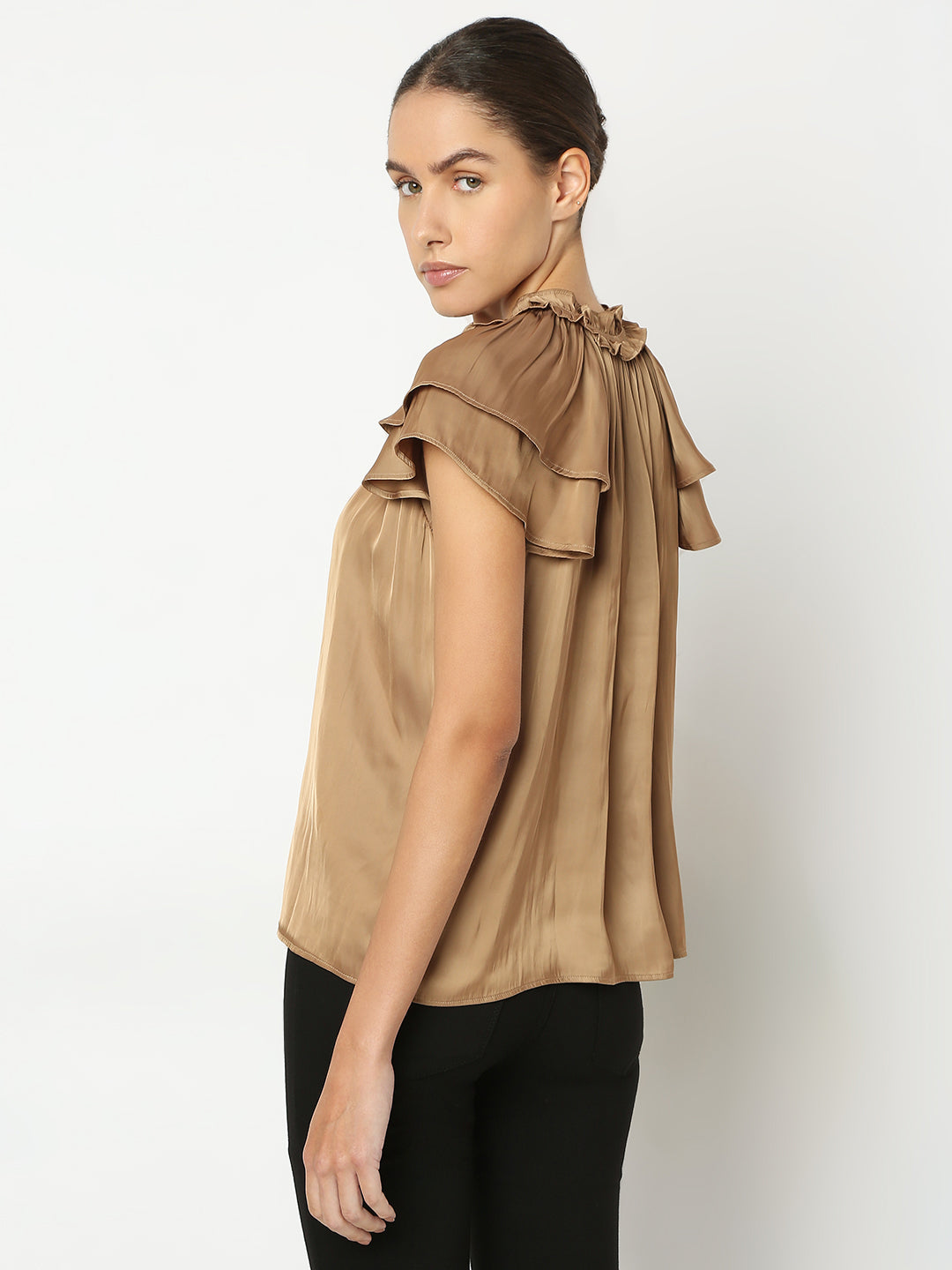 Tan Tie-Up Detail Top